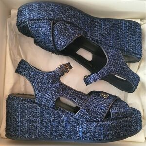 Chanel Denim Tweed Platform Sandal